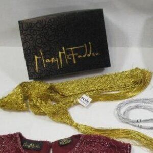 Mary McFadden Woven Metallic Gold Belt with Box Authentic 36" OOAK